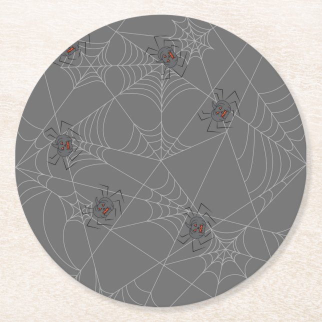 Dessous De Verre Rond Web et citrouilles d'araignées d'Halloween (Devant)
