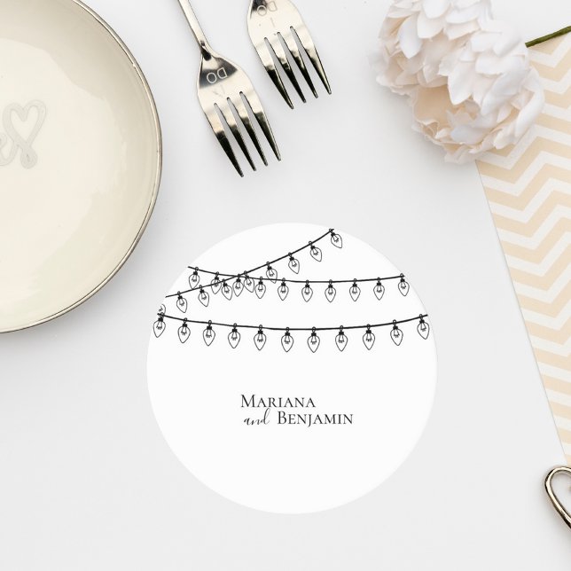 Dessous De Verre Rond Wedding Coaster with String Lights (Créateur téléchargé)