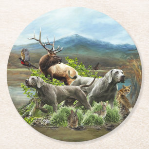 Dessous De Verre Rond Weimaraner, "Grey Ghost"