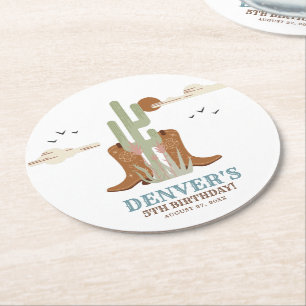 Dessous De Verre Rond Western Country Cowboy Anniversaire Rustique 