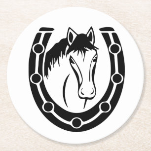 Dessous De Verre Rond Western Horse Mariage campagnard Horseshoe Rustiqu