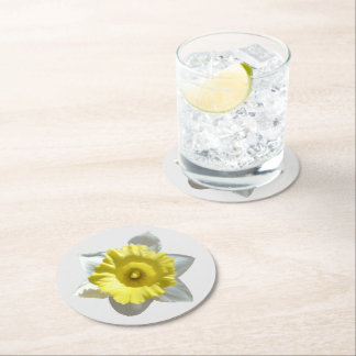 Dessous De Verre Rond White Daffodil Paper Coaster