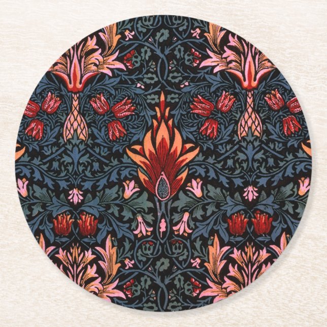Dessous De Verre Rond William Morris Snakeshead Dark Motif (Devant)