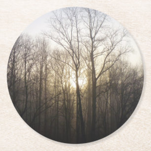 Dessous De Verre Rond Winter Fog Sunrise Nature Photographie