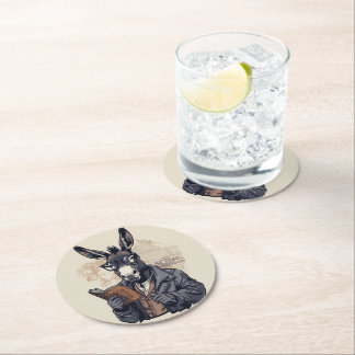 Dessous De Verre Rond Wise Donkey — Coaster Set