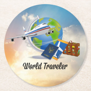 Dessous De Verre Rond World Traveller, Design 2,