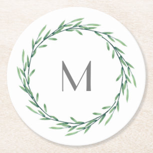 Dessous De Verre Rond Wreath vert Feuille