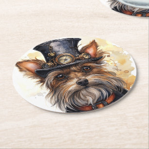 Dessous De Verre Rond Yorkshire Terrier Chien Steampunk