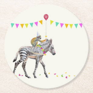 Dessous De Verre Rond Zebra Balloon Party Coasters