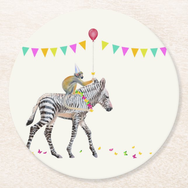 Dessous De Verre Rond Zebra Balloon Party Coasters (Devant)