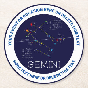 Dessous De Verre Rond Zodiac Constellation Gemini