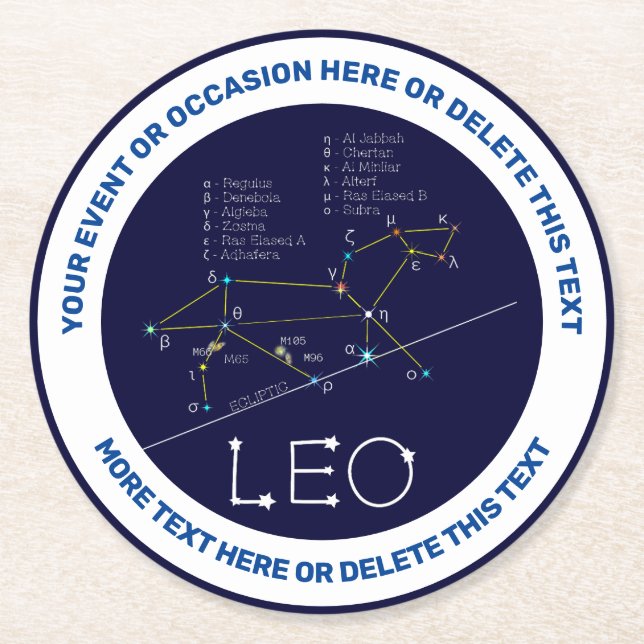 Dessous De Verre Rond Zodiac Constellation Leo (Devant)