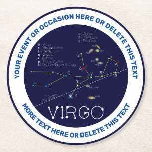Dessous De Verre Rond Zodiac Constellation Virgo