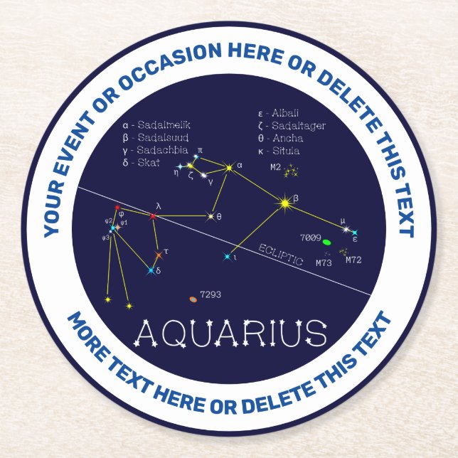Dessous De Verre Rond Zodiaque Aquarius (Devant)