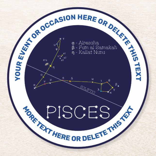 Dessous De Verre Rond Zodiaque Pisces (Devant)