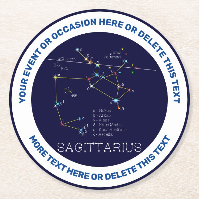 Dessous De Verre Rond Zodiaque Sagittarius (Devant)