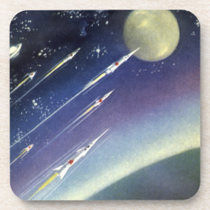 Dessous-de-verre Roquettes de science-fiction vintages dans l'espac