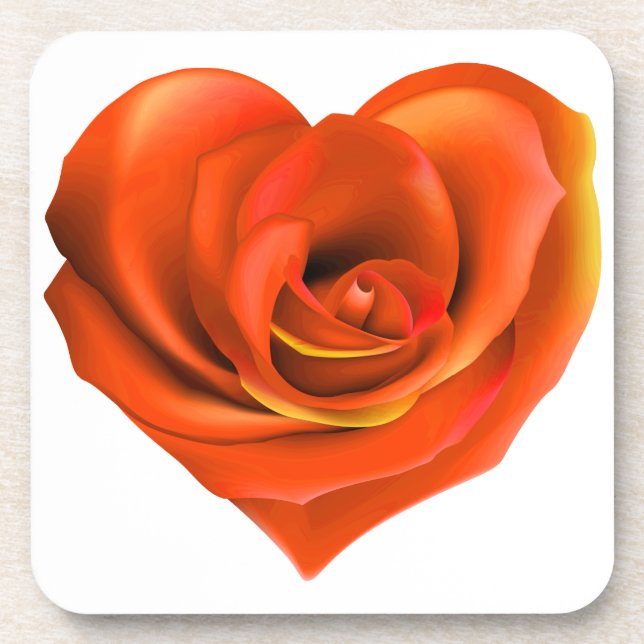 Dessous-de-verre Rose Coeur brillant Orange (Devant)