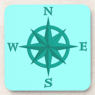 Dessous-de-verre rose Compass 8 points, Turquoise et Aqua