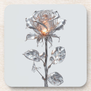 Dessous-de-verre Rose d'argent métallique lumineux