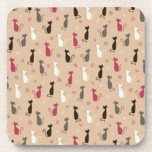 Dessous-de-verre rose de motif de chats