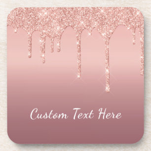 Dessous-de-verre Rose de texte personnalisé Parties scintillant d'é