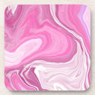 Dessous-de-verre Rose et blanc avec une touche d'art marbré violet