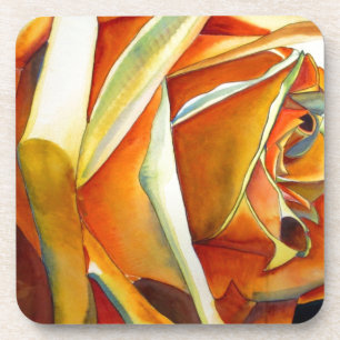 Dessous-de-verre Rose jaune originale aquarelle Art