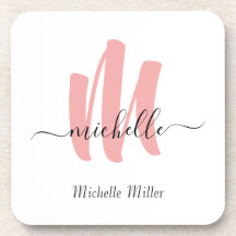 rose moderne blanc monogramme nom commercial initi