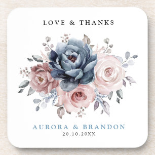 Dessous-de-verre Rose Pâle Mauve Bleu Poussiéreux Ardoise Fleurie M