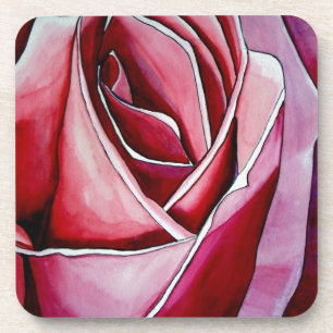 Dessous-de-verre Rose Rose macro fleurs aquarelle art abstrait