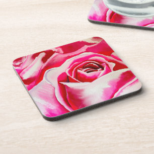 Dessous-de-verre Rose roses romantique aquarelle art