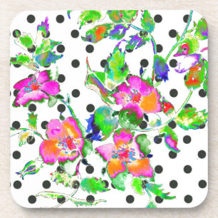 Dessous-de-verre Rose vintage -pois noirs et blancs