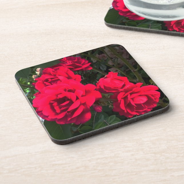 Dessous-de-verre Roses rouges florissantes (Côté gauche)