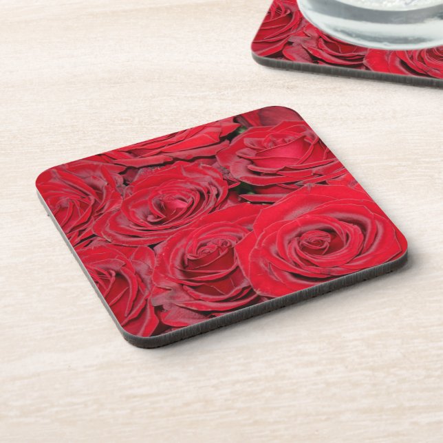 Dessous-de-verre Roses rouges vibrantes (Côté gauche)