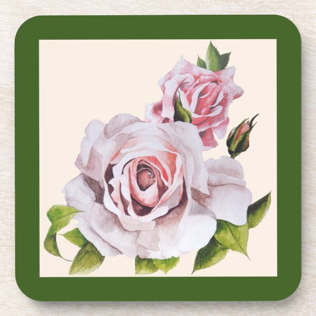 Dessous-de-verre Roses sculpturaux sur un ensemble de Dessous de ve (Devant)