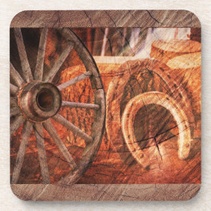 Dessous-de-verre Roue en Wagon Rustique Horseshoes Style Occidental
