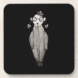 Dessous-de-verre Rouge à lèvres foncé et lunettes