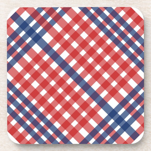 Dessous-de-verre Rouge blanc et bleu En vichy plaid (Devant)