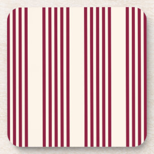 Dessous-de-verre Rouge bordeaux et beige cinq rayures motif