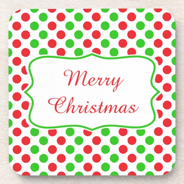 Dessous-de-verre Rouge et vert Polka Dot Motif Noël (Devant)