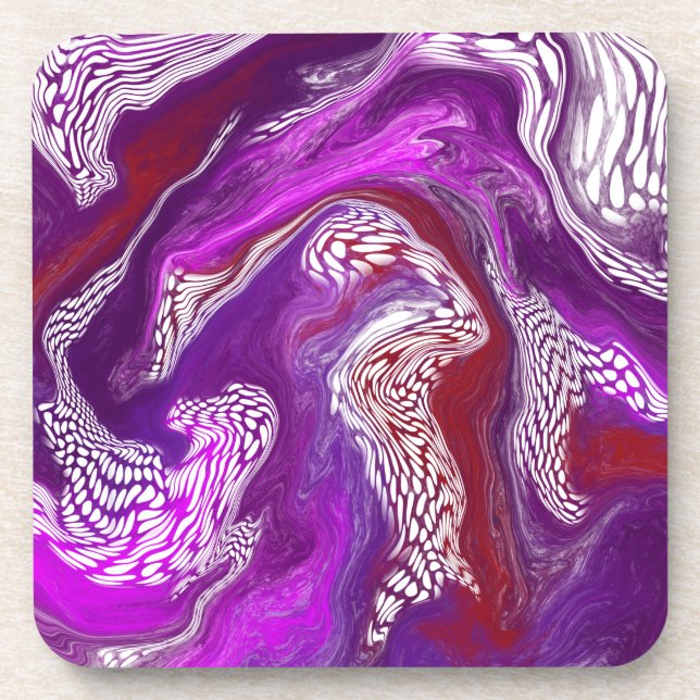 Dessous-de-verre Rouge violet Seirls Marbre Fluid Art (Devant)