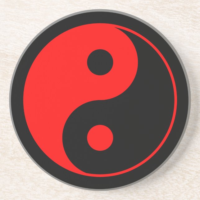 Dessous de verre rouges et noirs de symbole de Yin (Devant)