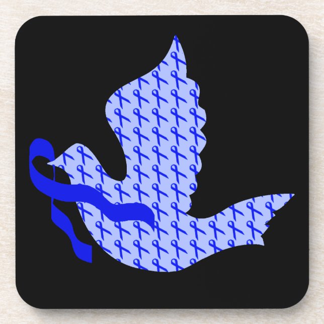 Dessous-de-verre Ruban bleu Dove of Hope - Cancer du côlon (Devant)