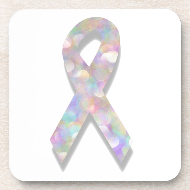 Dessous-de-verre ruban de cancer du poumon perlé (Devant)