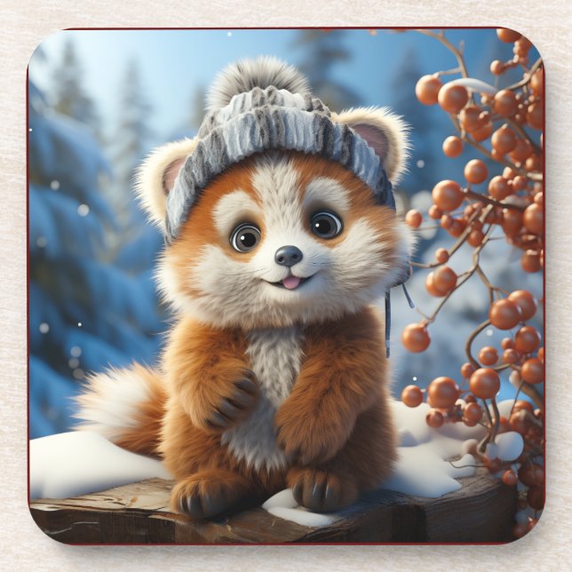 Dessous-de-verre Rufus - Un adorable panda rouge (Devant)