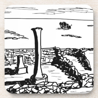 Dessous-de-verre ruines romaines de passé de promenade d'âne et