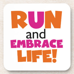 Dessous-de-verre Run and Embrassez Life Orange Pink