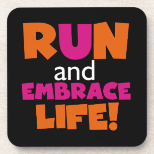 Dessous-de-verre Run and Embrassez Life Orange Pink