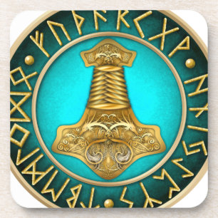 Dessous-de-verre Runes - marteau de Thors - Teal